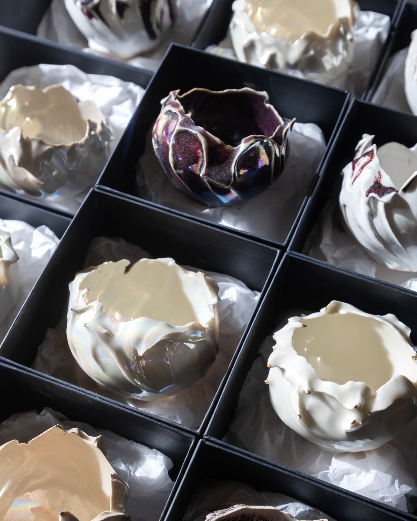 Porcelain and Gold Lustre Plash Cups