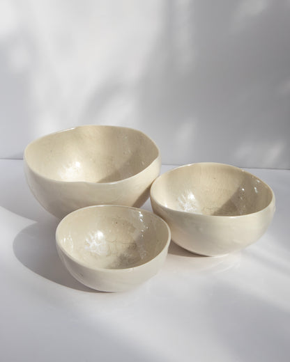 Porcelain Plash Bowl Set. White