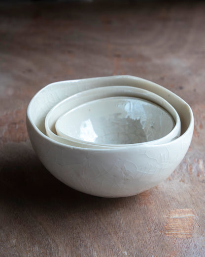 Porcelain Plash Bowl Set. White
