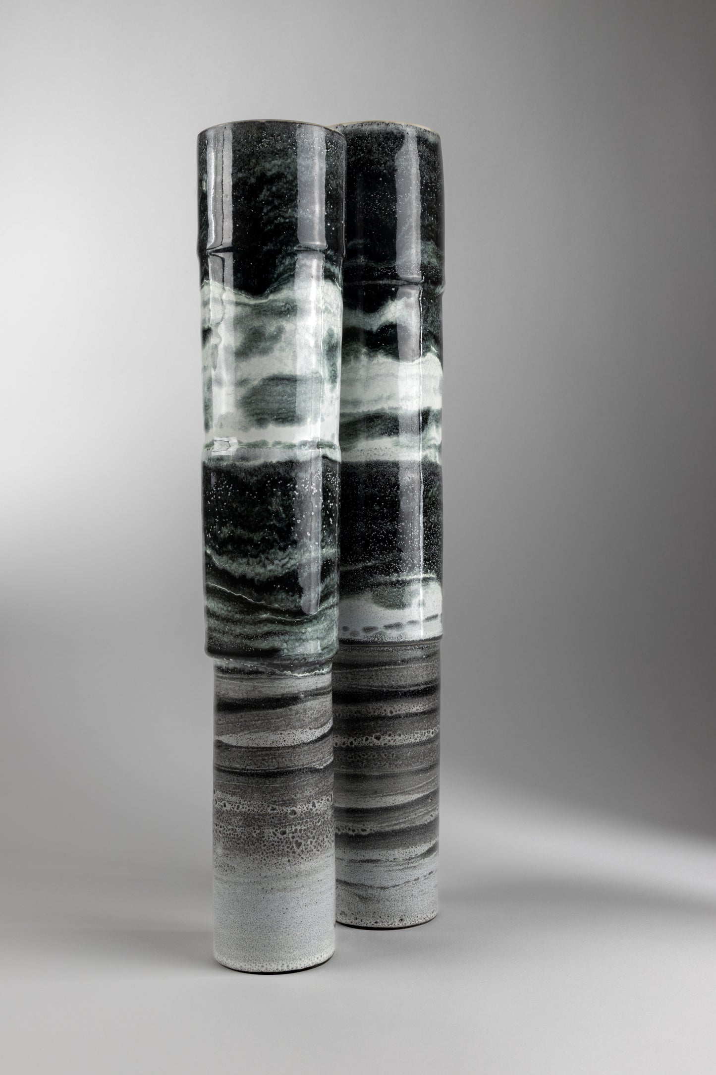 Black Sky, Black Sea. Monument Vase Pair.