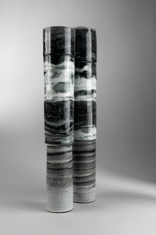 Black Sky, Black Sea. Monument Vase Pair.